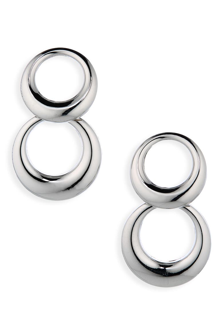 Double Hoop Earrings, Main, color, SILVER