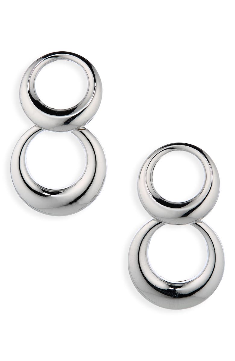 Cara Double Hoop Earrings, Main, color, Silver