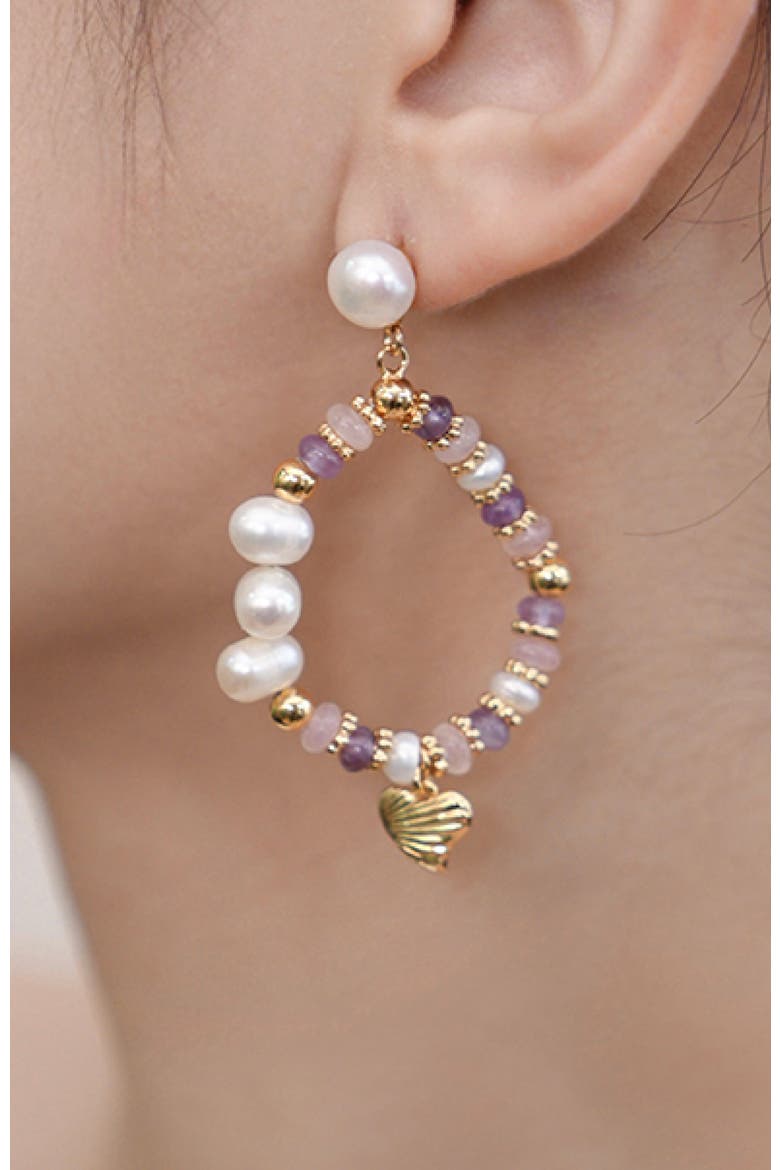Thetis Earrings, Alternate, color, Purple & White