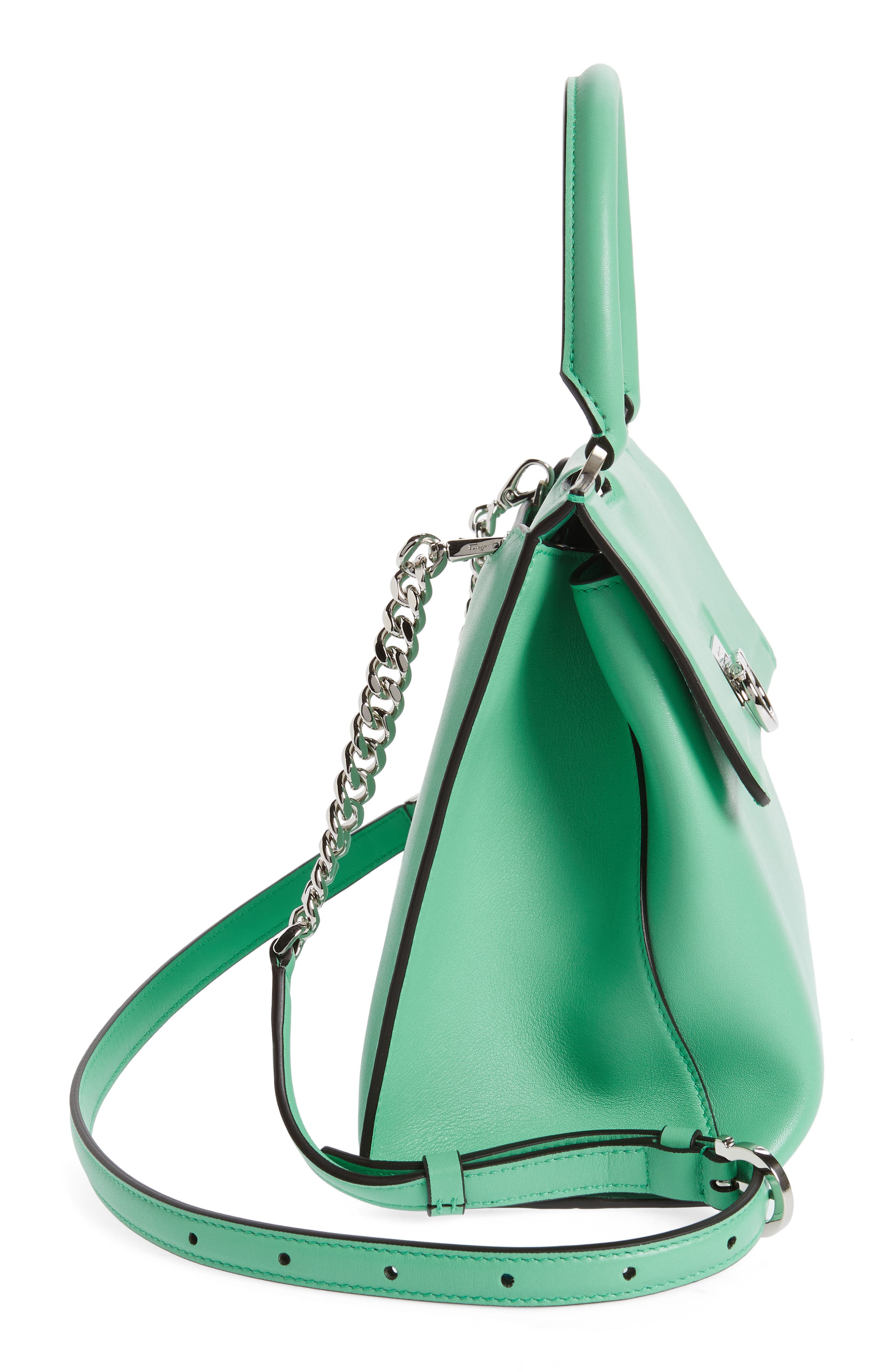 FERRAGAMO Salvatore Ferragamo Trifolio Leather Top Handle Bag, Alternate, color, 