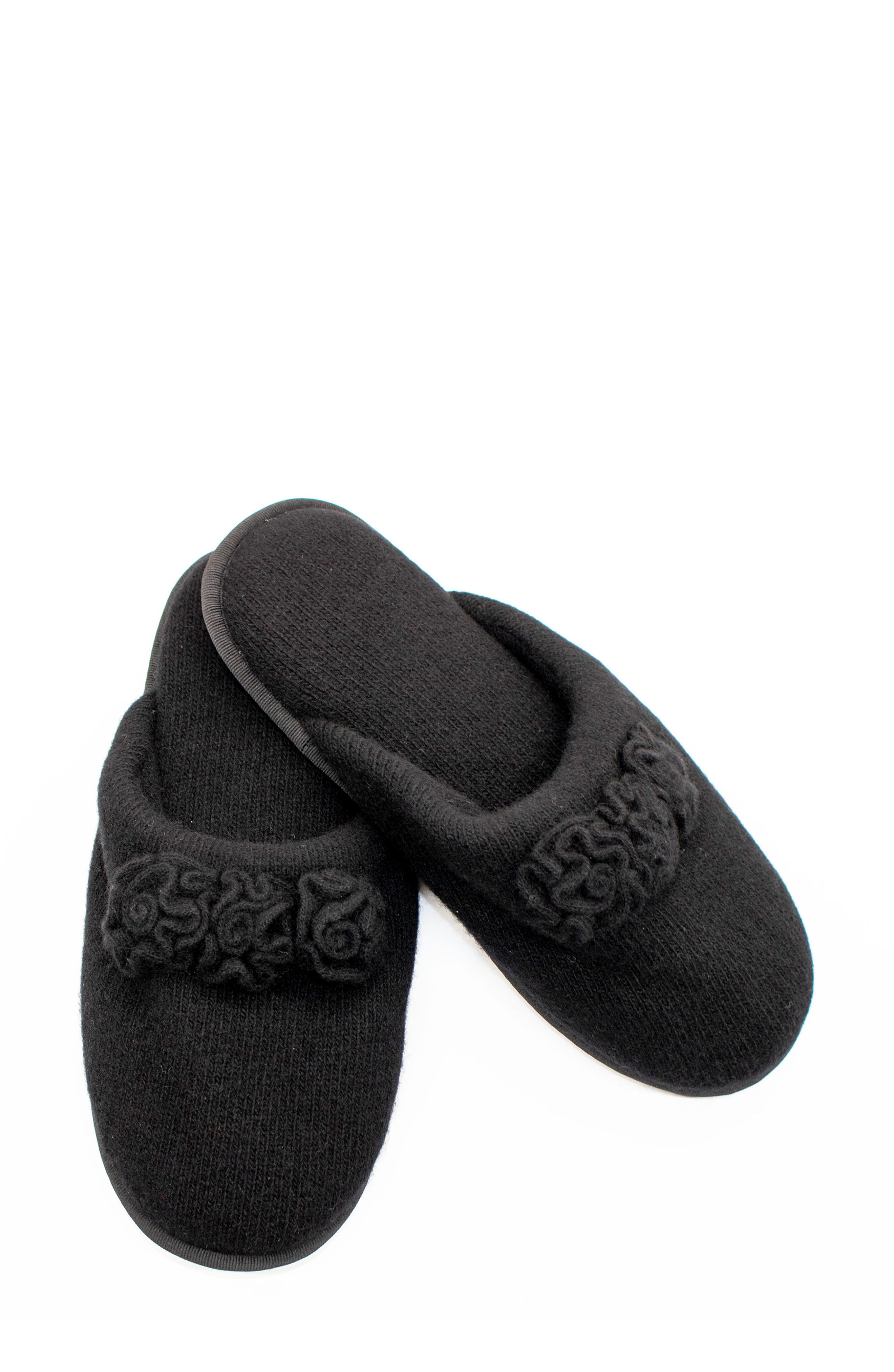Portolano Flower Trim Cashmere Scuff Slipper
