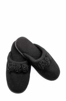 Portolano Flower Trim Cashmere Scuff Slipper