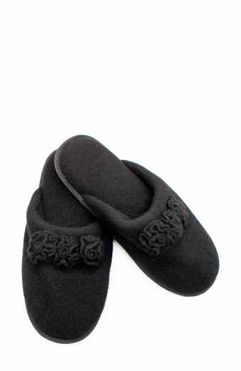 Flower Trim Cashmere Scuff Slipper