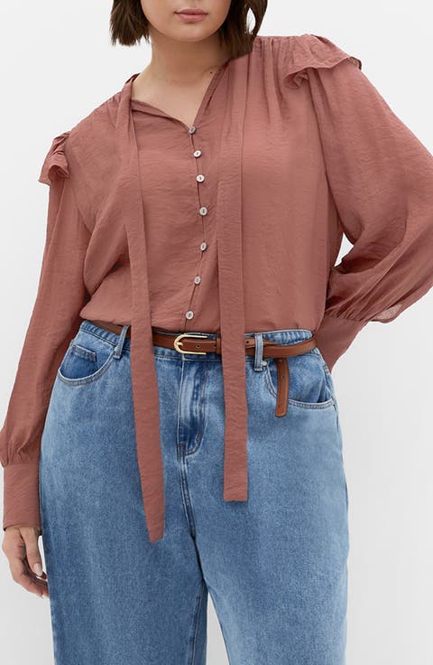 Selena Tie Neck Ruffle Top