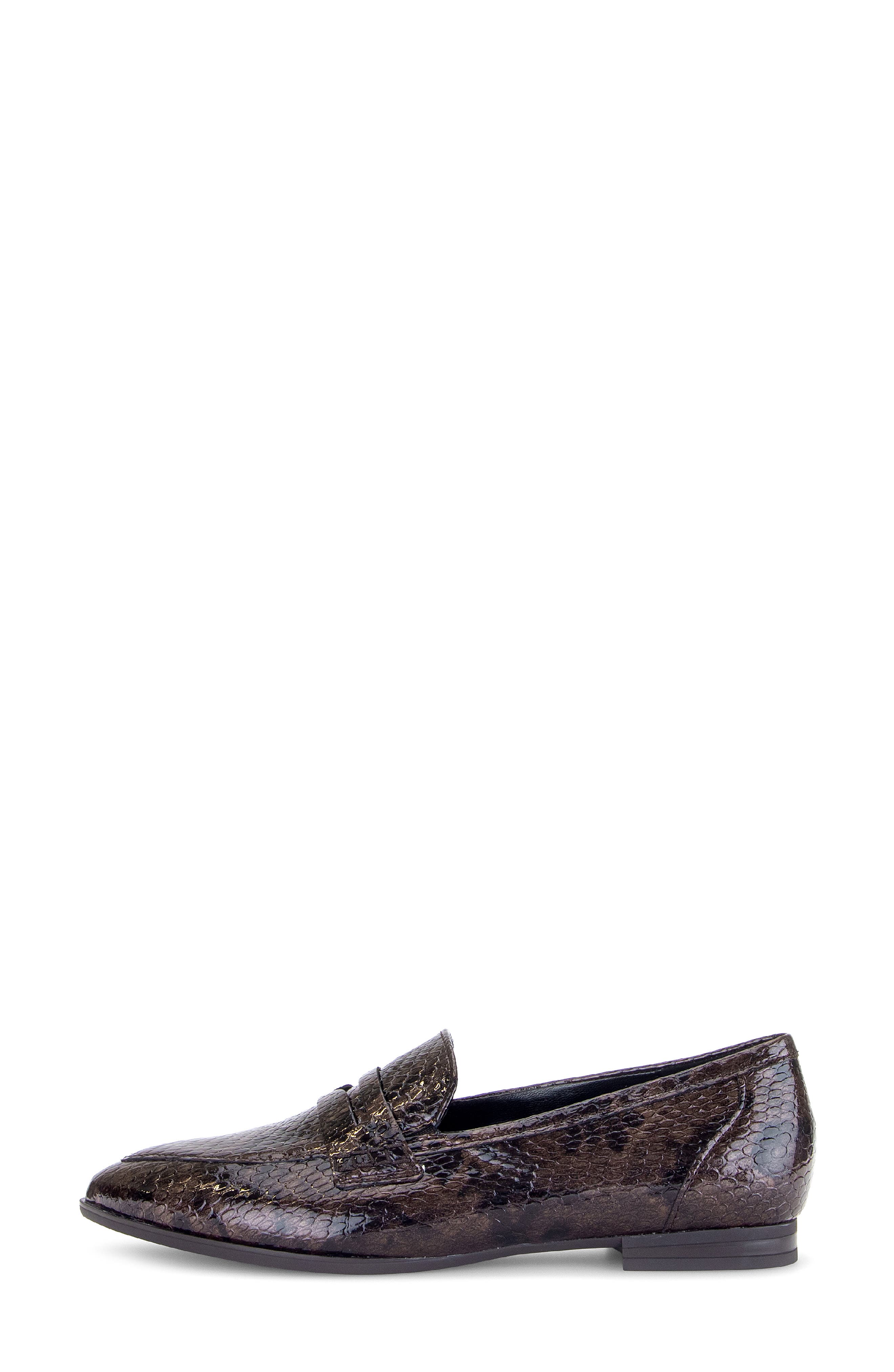 Rosalie Croc Embossed Leather Loafer, Alternate, color, MOCCA