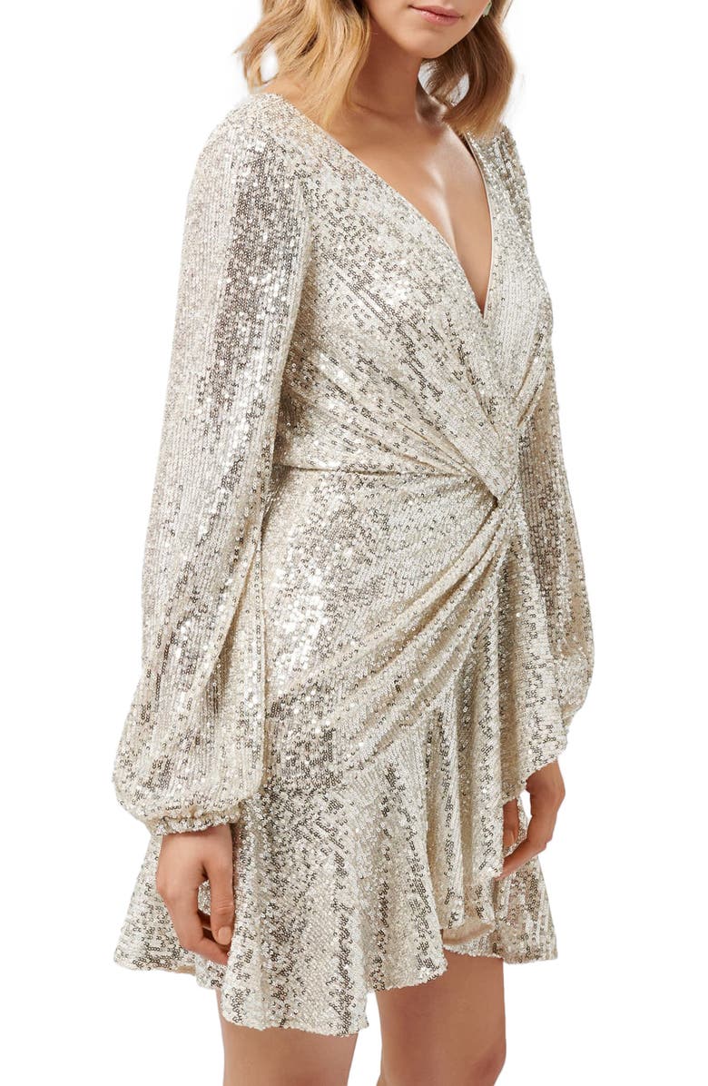 Ever New Flip Sequin Long Sleeve Cocktail Dress, Alternate, color, 