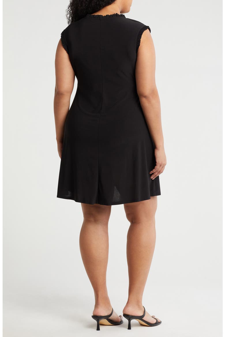Ruffle Hem Cap Sleeve Dress, Alternate, color, BLACK
