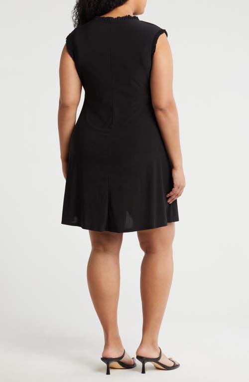 Tash And Sophie Ruffle Hem Cap Sleeve Dress In Black