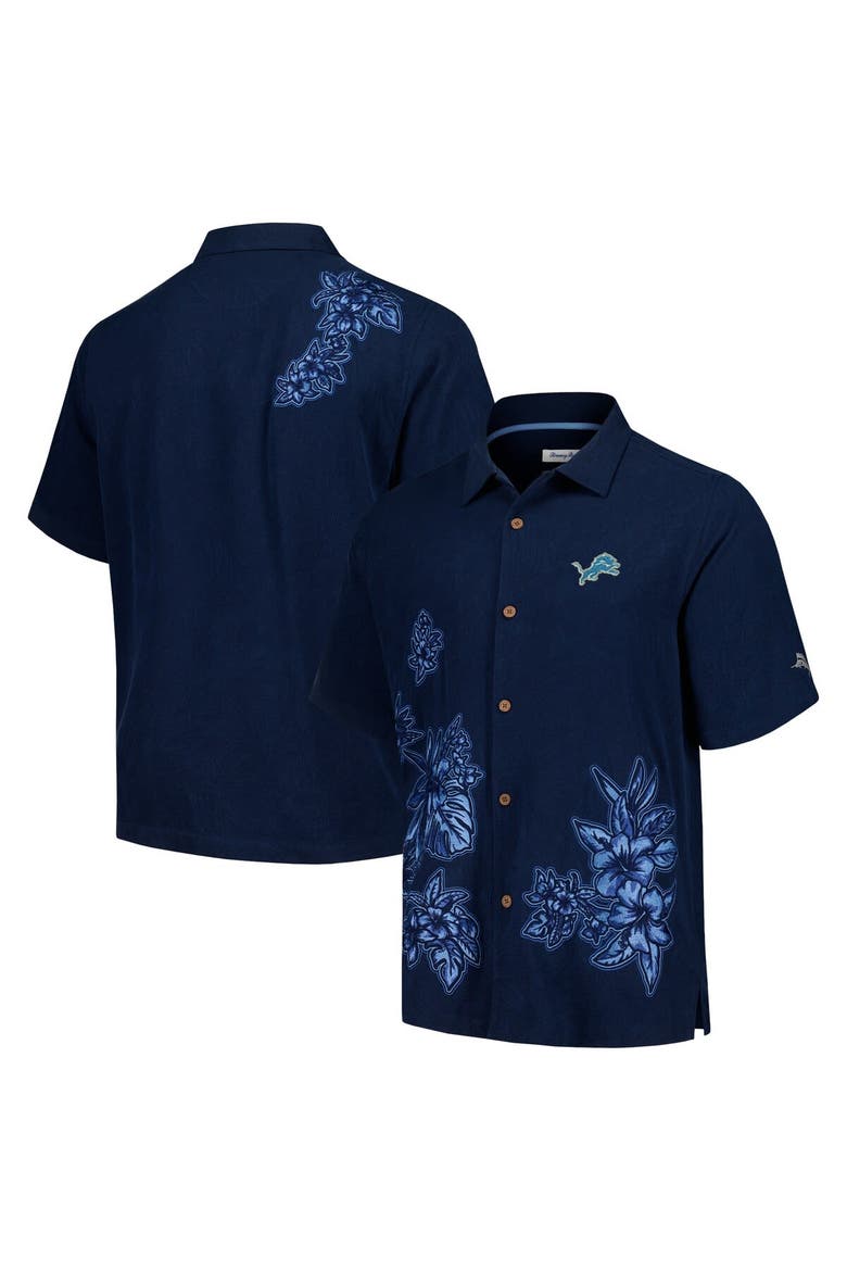 Men's Tommy Bahama Blue Detroit Lions Hibiscus Camp Button-Up Shirt, Main, color, Blue