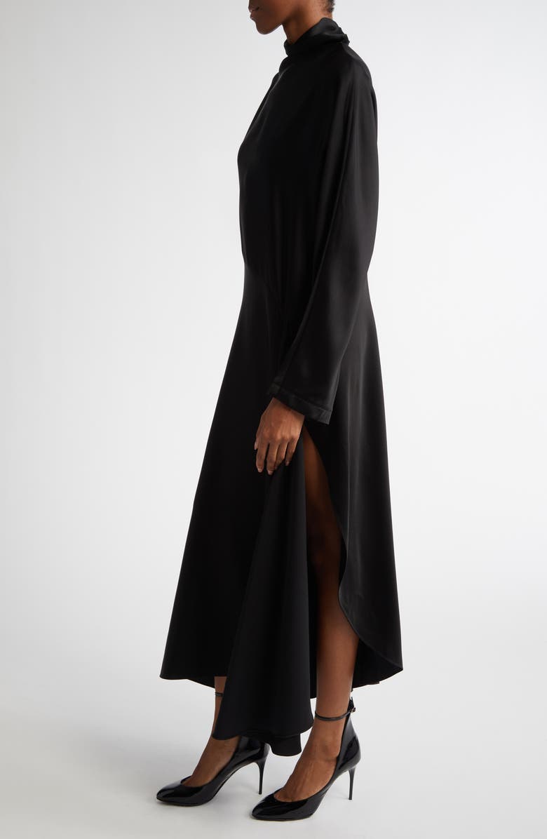 Alaïa Asymmetric Long Sleeve Fluid Midi Dress, Alternate, color, 