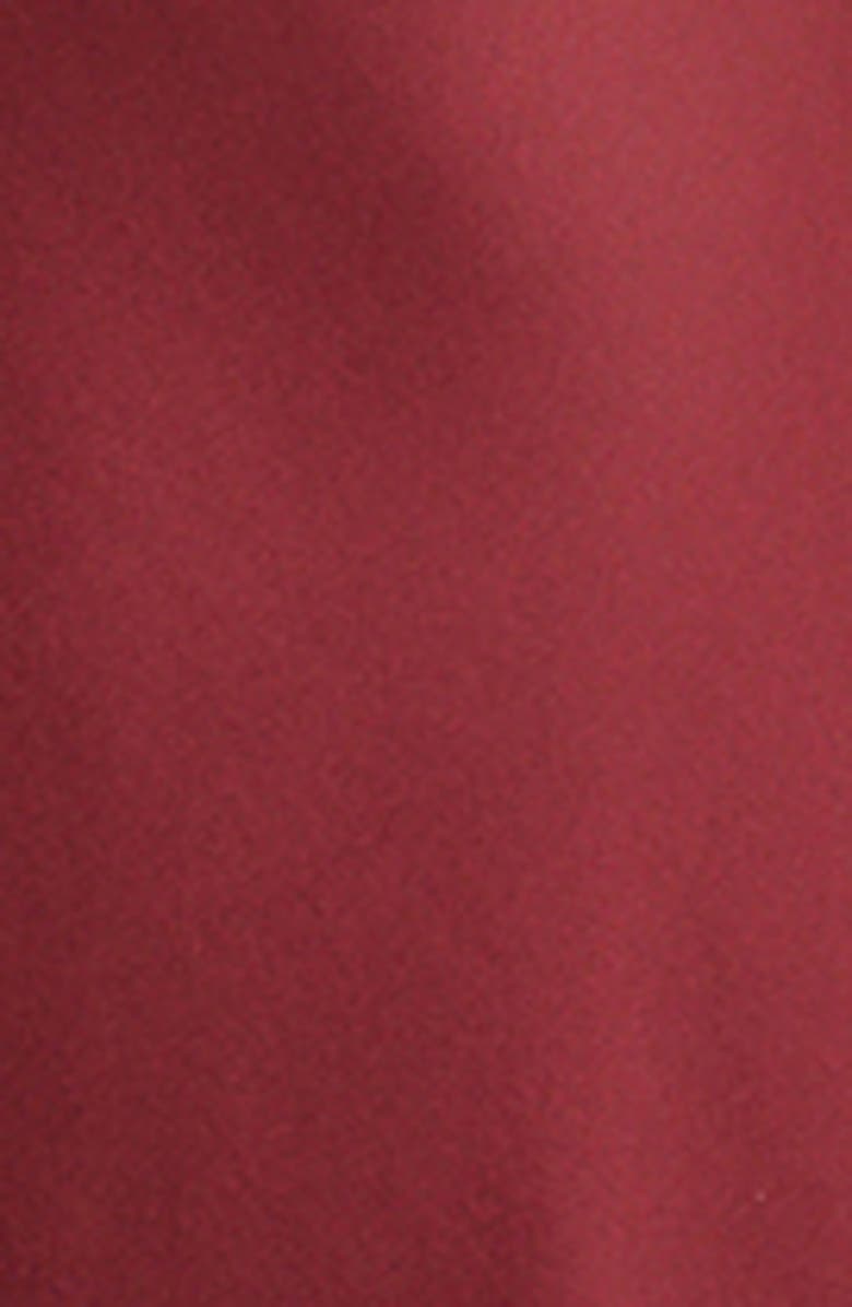 STAUD Phoebe Long Sleeve Stretch Silk Dress, Alternate, color, Sangria