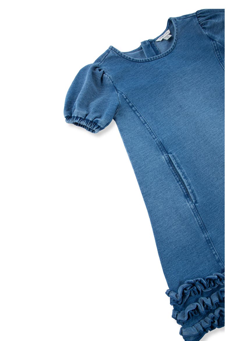 Kids' Puff Sleeve Denim Dress, Alternate, color, INDIGO