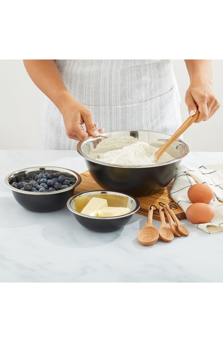 JoyJolt Stainless Steel Mixing Bowls - Set of 6, Alternate, color, Black