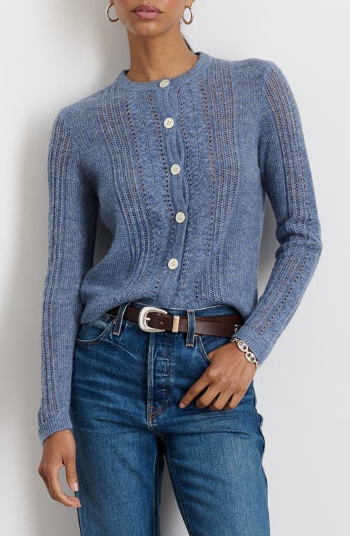 Alex Mill Faye Pointelle Crop Cardigan in Frost Blue 