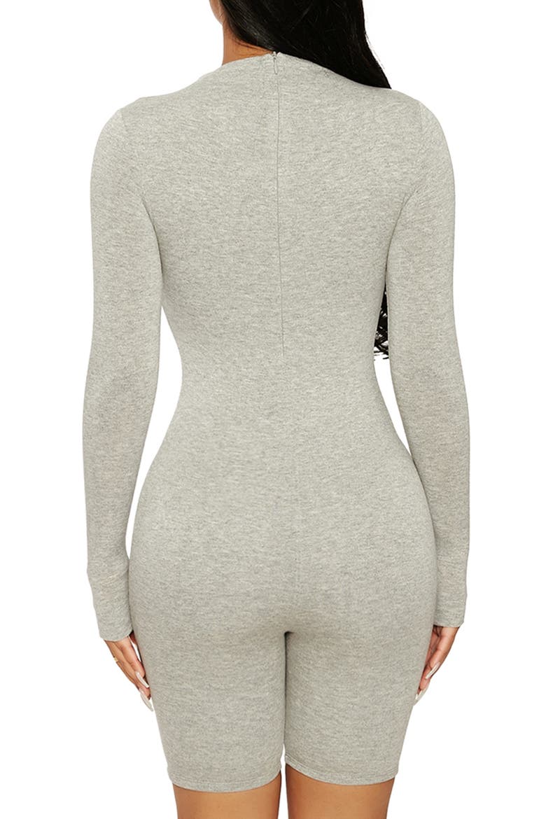NW Sculpt Romper, Alternate, color, HEATHER GREY