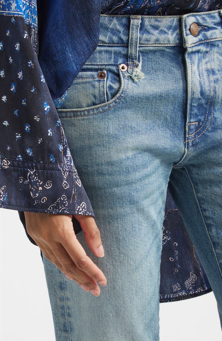 R13 Cuffed Straight Leg Boyfriend Jeans, Alternate, color, Lapis Selvedge Blue Stretch