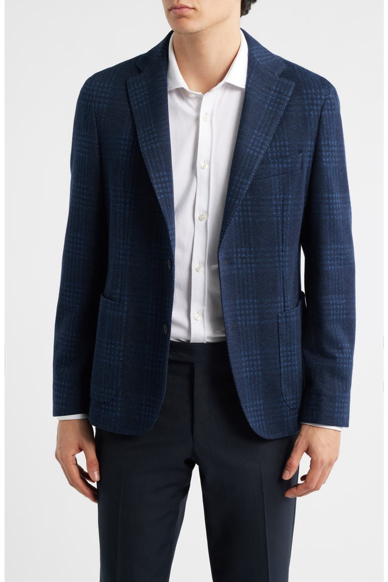 Hanry Slim Fit Plaid Knit Cotton Blend Sport Coat, Main, color, DK BU