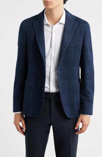 Hanry Slim Fit Plaid Knit Cotton Blend Sport Coat