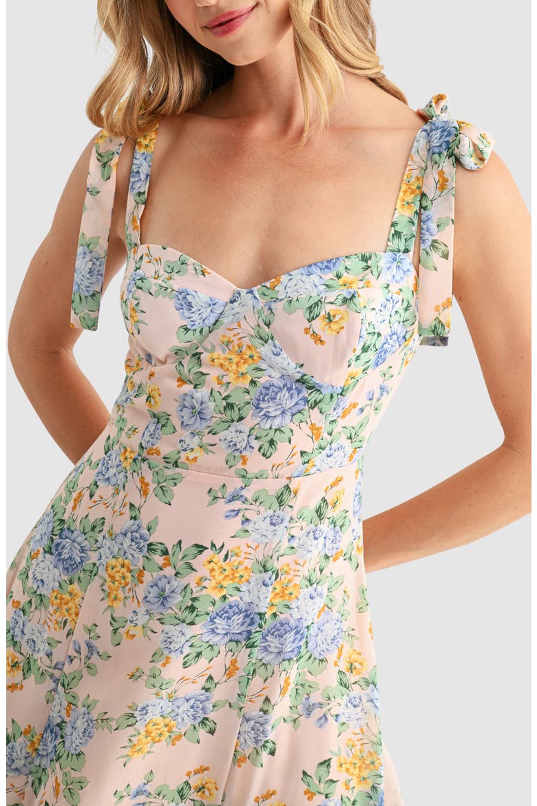 Tie Strap Midi Dress, Alternate, color, LIGHT PINK MULTI
