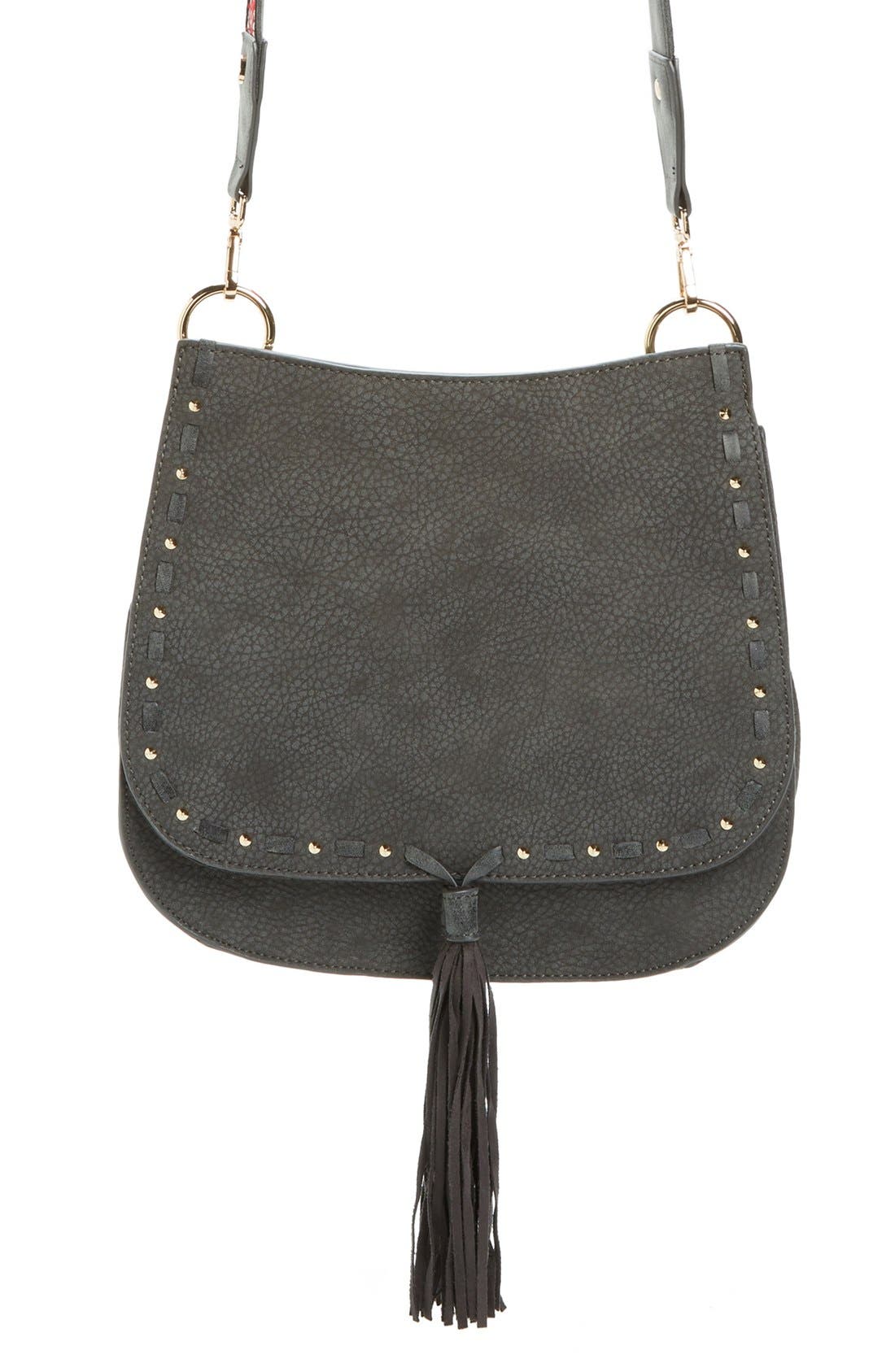 Steve Madden 'B Swiss' Faux Leather Saddle Bag, Alternate, color, 