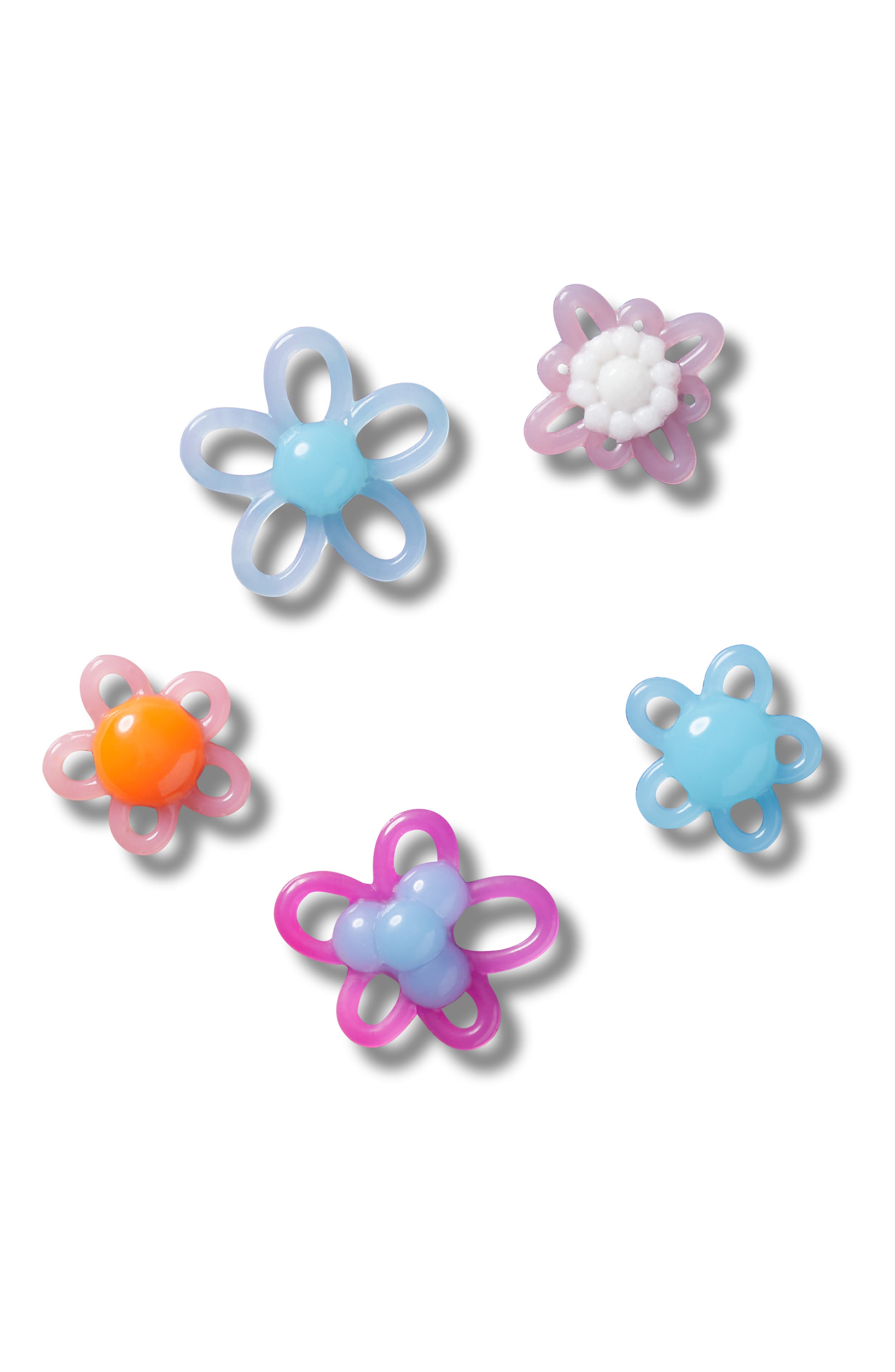 Kids' Assorted 5-Pack Vibrant Blossom CROCS Shoe Charms, Alternate, color, WHITE