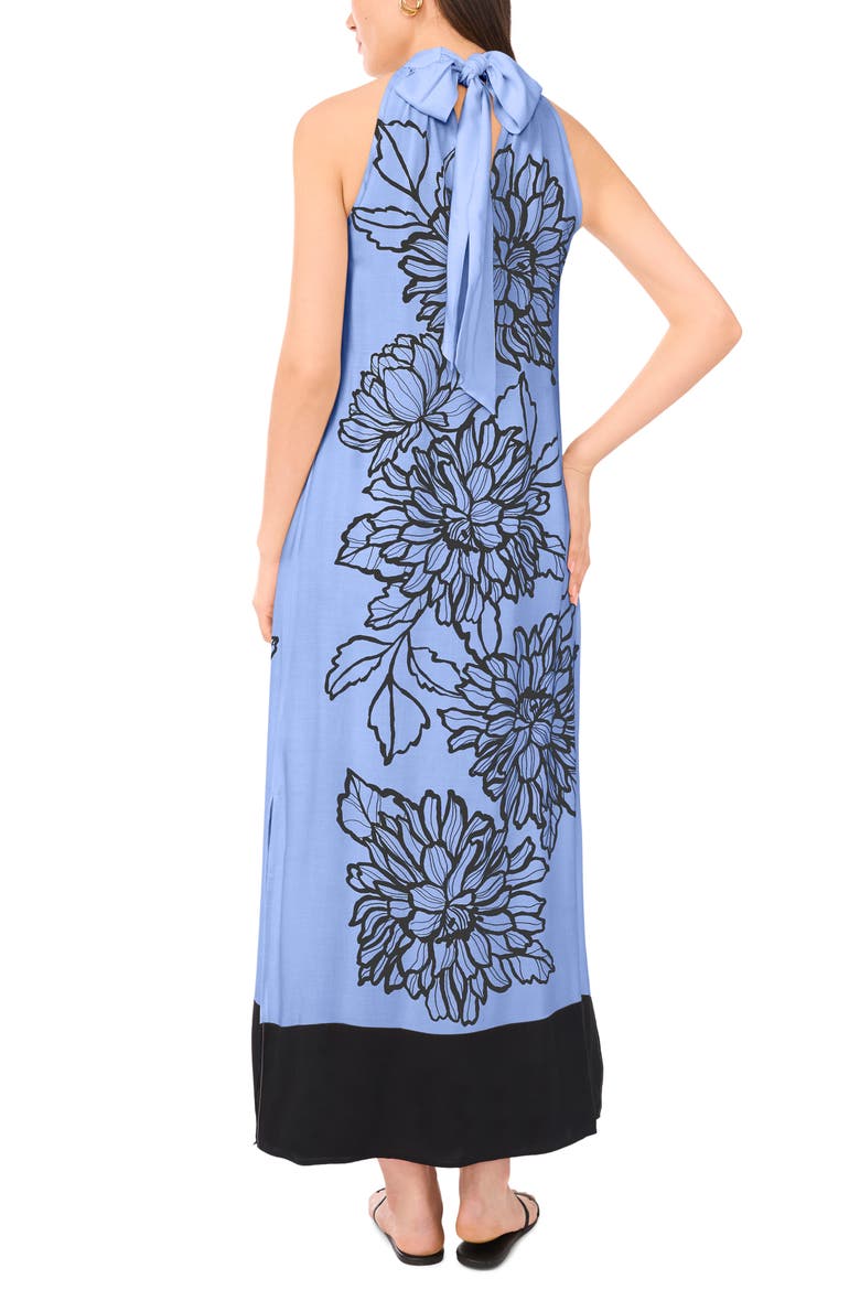Placed Floral Challis Maxi Dress, Alternate, color, SERENE SKY