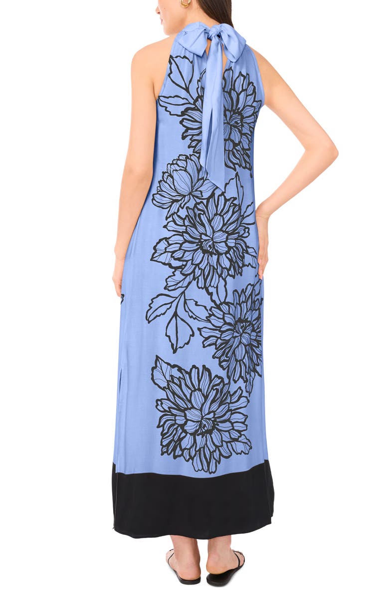Vince Camuto Placed Floral Challis Maxi Dress, Alternate, color, Serene Sky