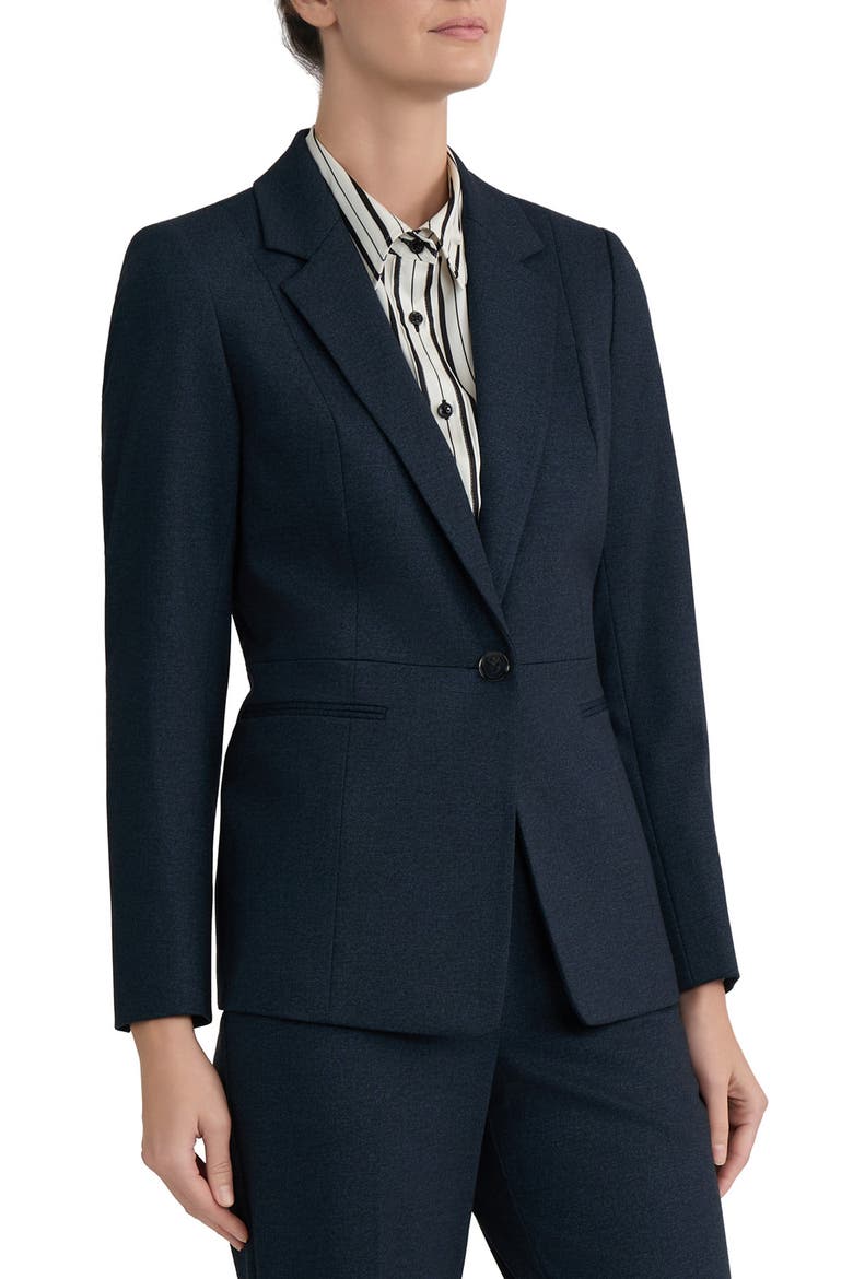 Notch Collar Waist Seam Blazer, Alternate, color, MID BLUE