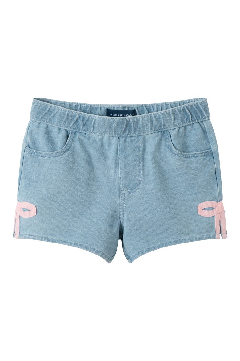 Kids' Knit Denim Shorts, Main, color, LITE BLUE BOW