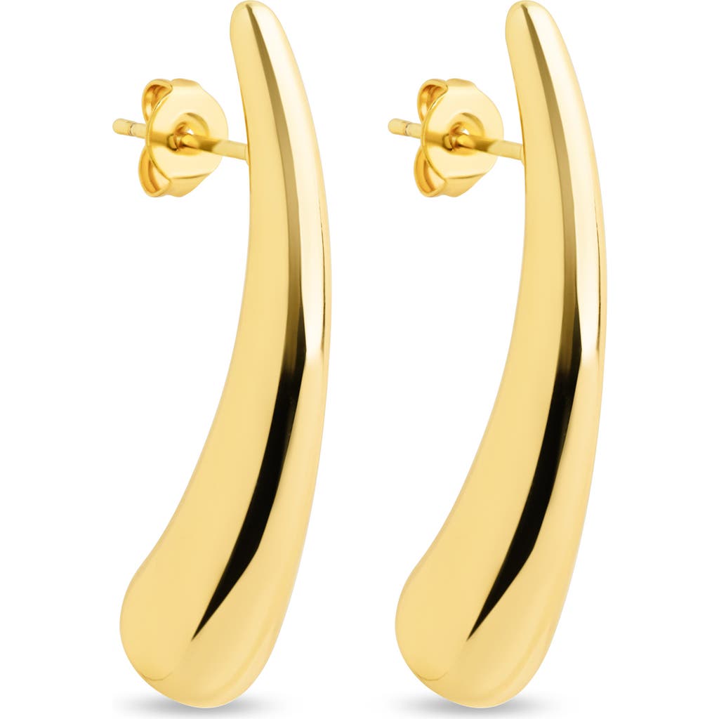 Sterling Forever Octavia Polished Thin Teardrop Earrings In Gold