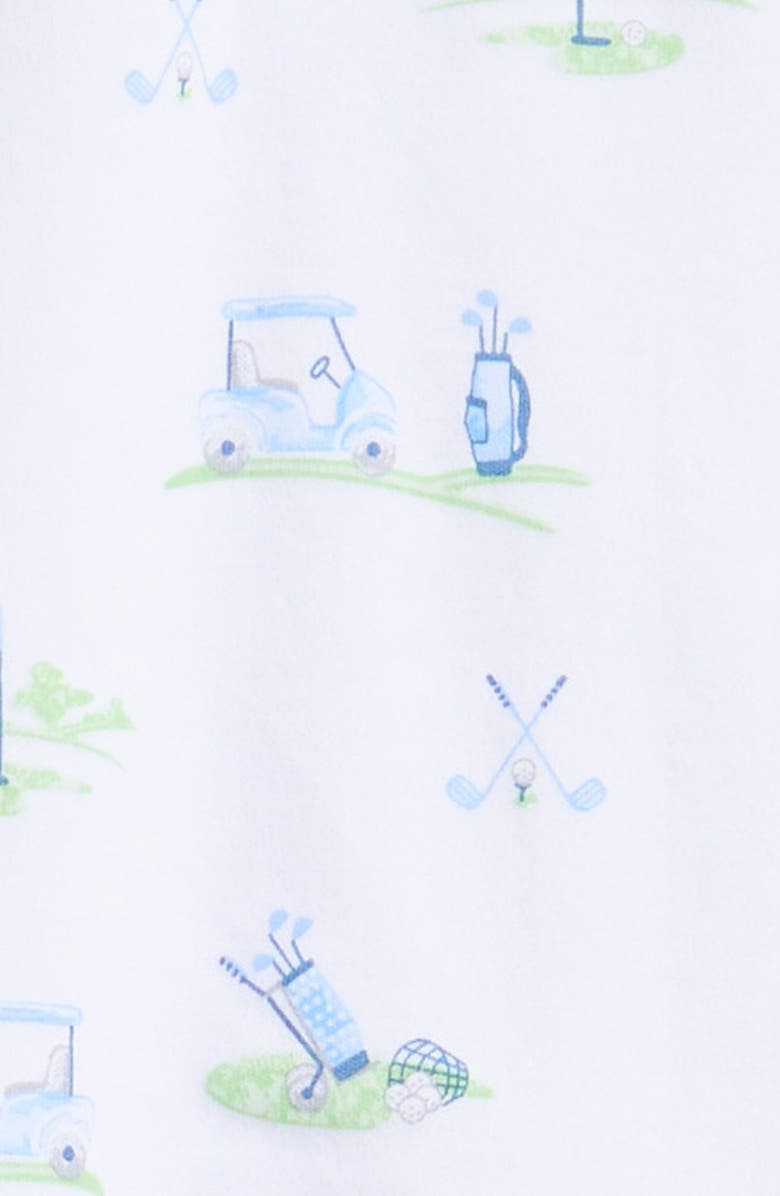 Kissy Kissy Golf Print Pima Cotton Polo Romper, Alternate, color,