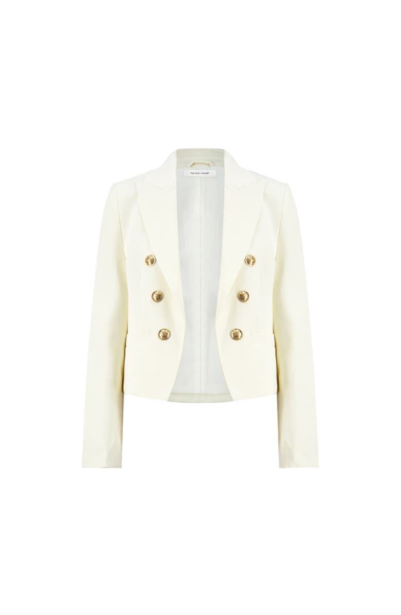 The Noli Shop Gabrielle Double Breasted Blazer, Alternate, color, Pearl