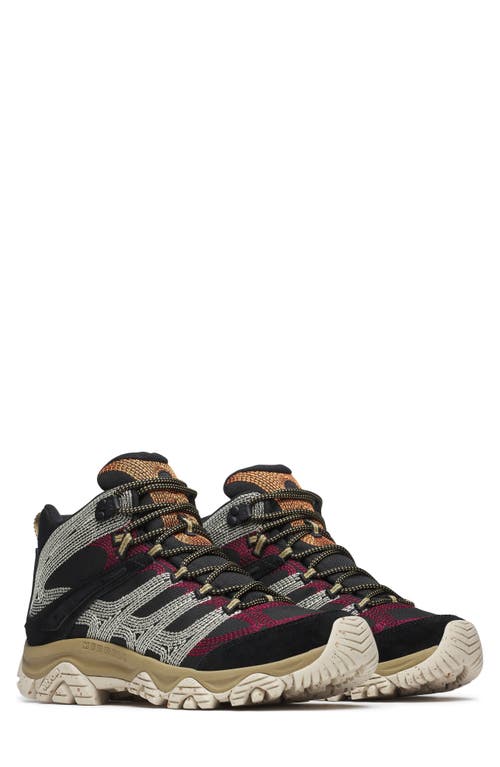 Merrell Moab 3 Stitch Mid Hiking Shoe in Black/Coyo 