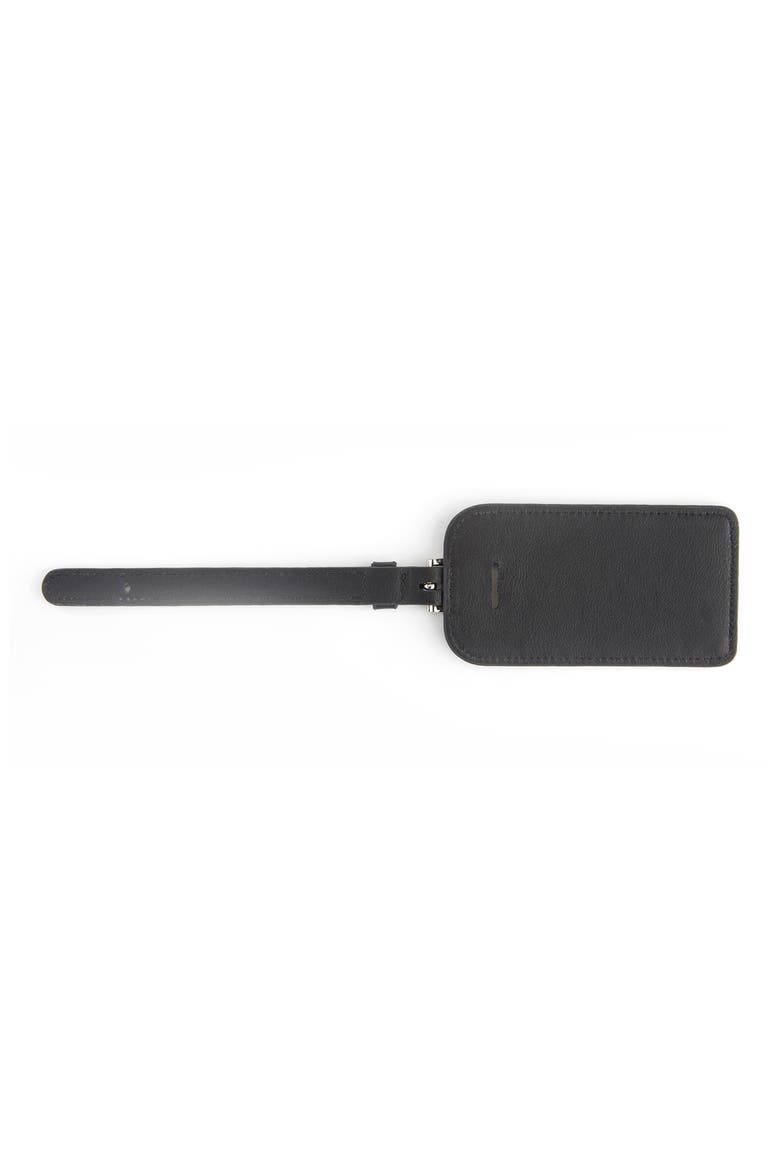Leather Luggage Tag, Alternate, color, BLACK