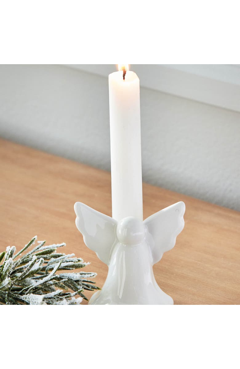 tag Angel Led Taper Candle Holder White Ceramic for Christmas, Alternate, color, White