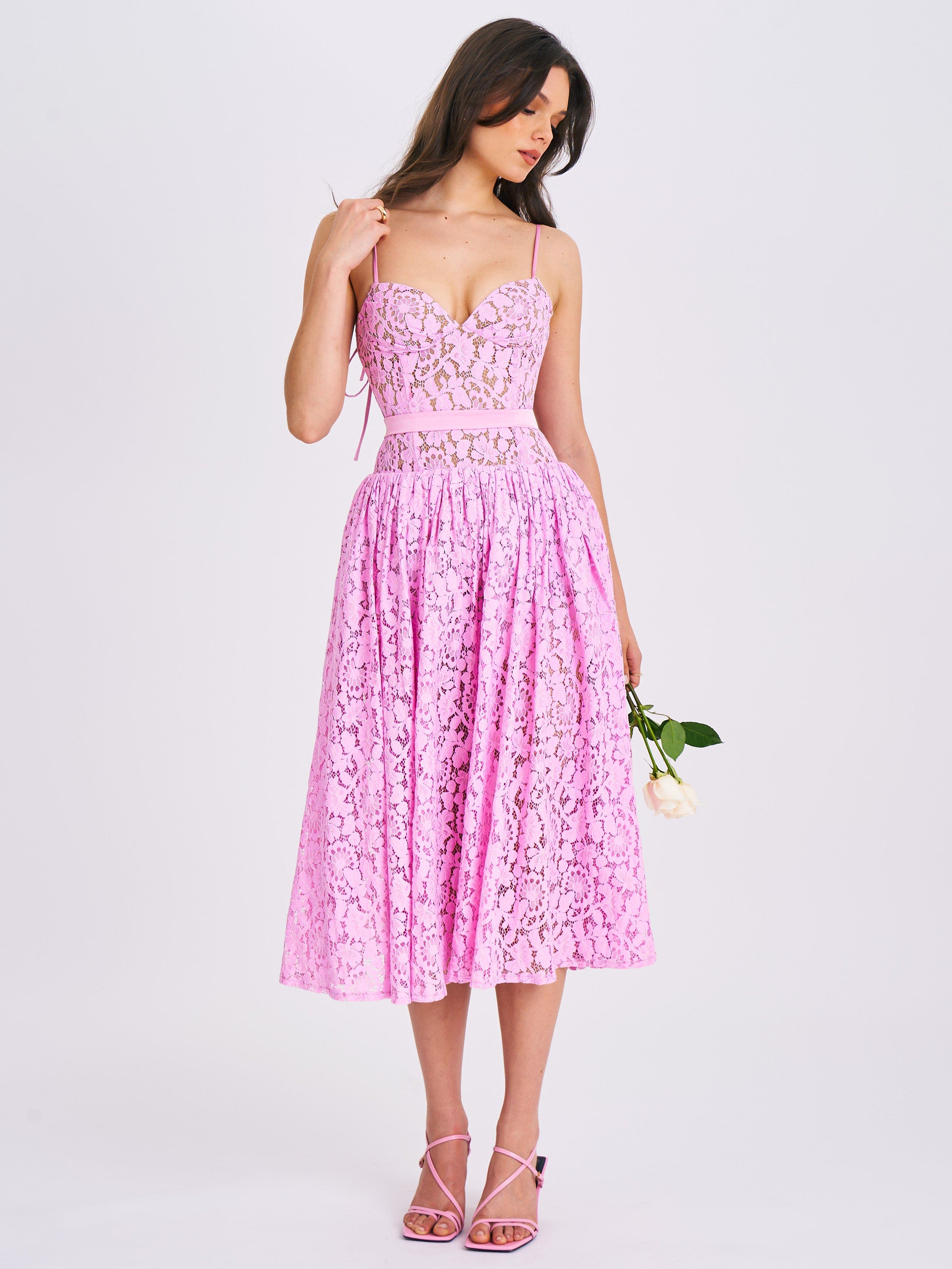 Lorena Lace Drop Waist Midi Sundress - image 2