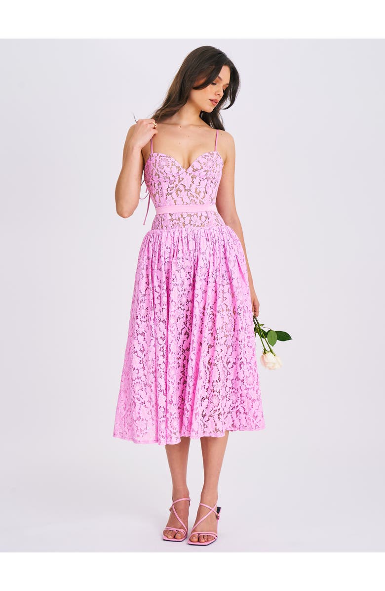 Miss Circle Lorena Lace Drop Waist Midi Sundress, Alternate, color,