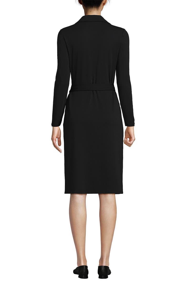 Lands' End Cotton Modal Collared Wrap Dress, Alternate, color, Black