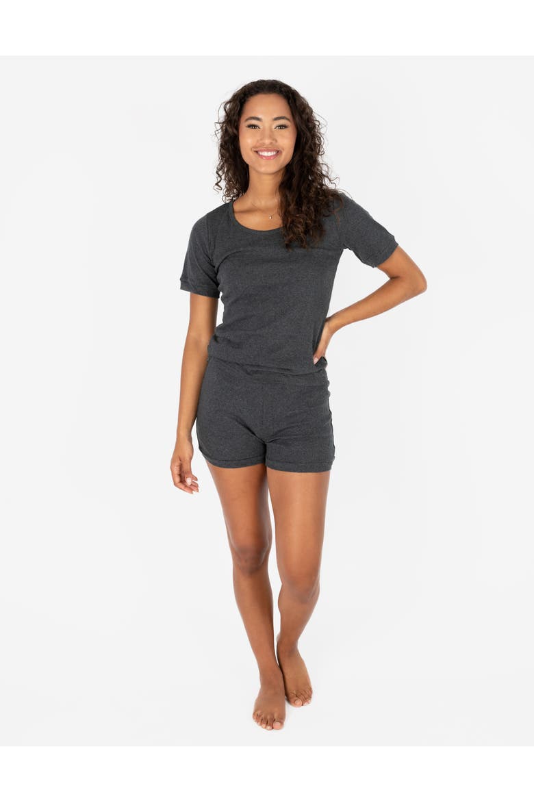 Women's Short Cotton Solid Pajama Set, Main, color, Dark Gray