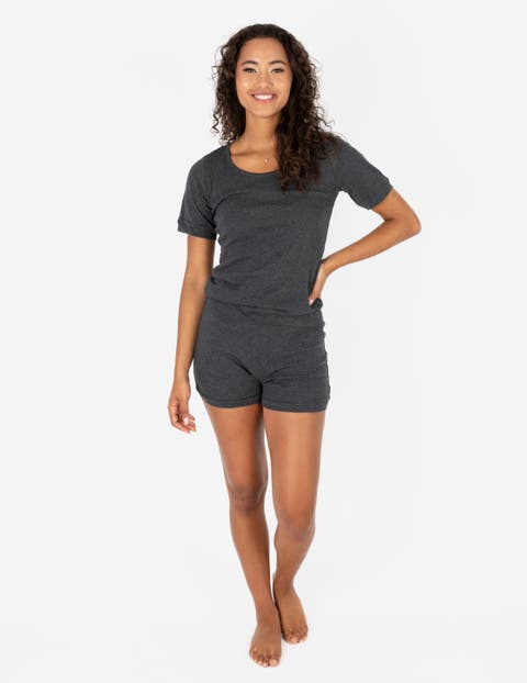 Women's Short Cotton Solid Pajama Set