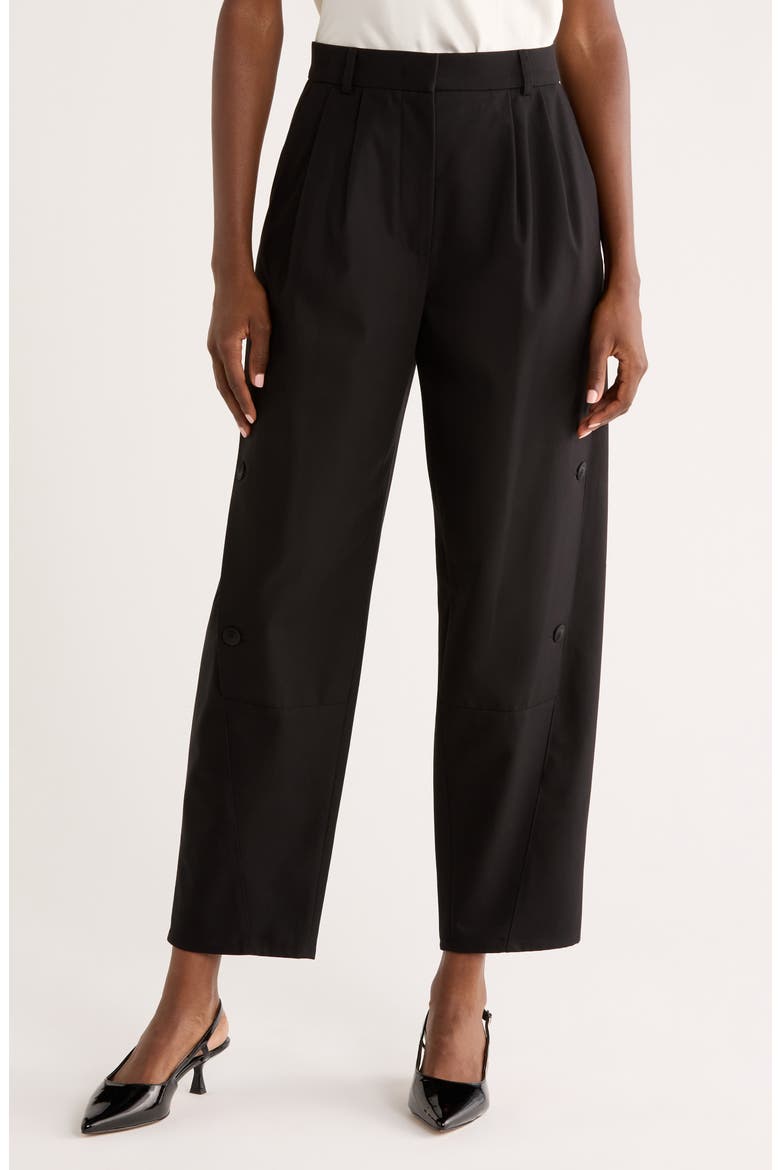 Duomo Button Detail Tapered Pants, Main, color, BLACK