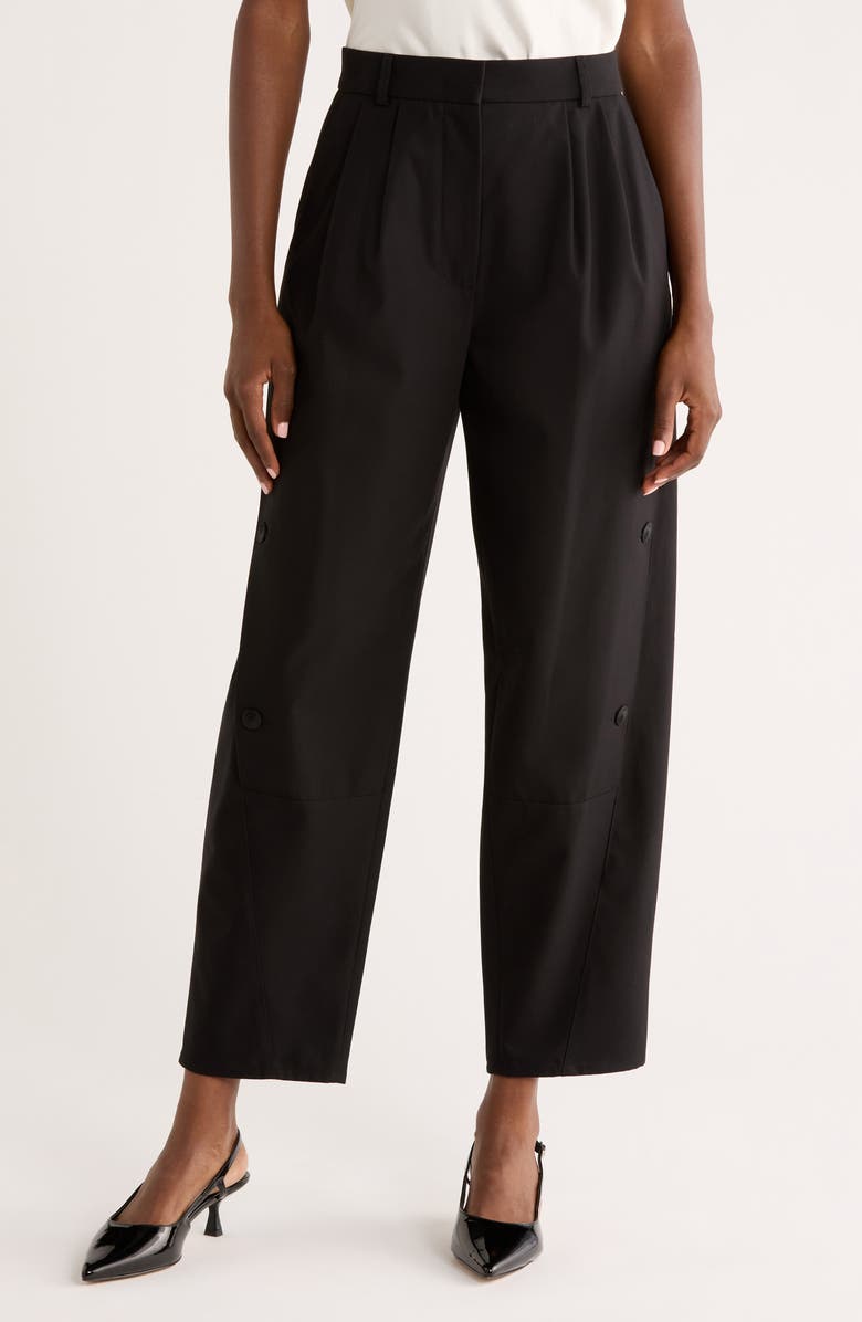 Max Mara Duomo Button Detail Tapered Pants, Main, color, Black