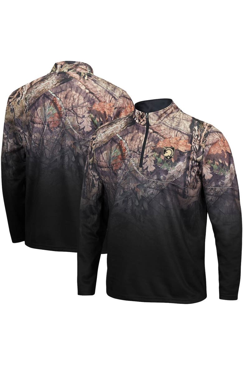Men's Colosseum Black Army Black Knights Mossy Oak Fleet II Quarter-Zip Jacket, Main, color, Black