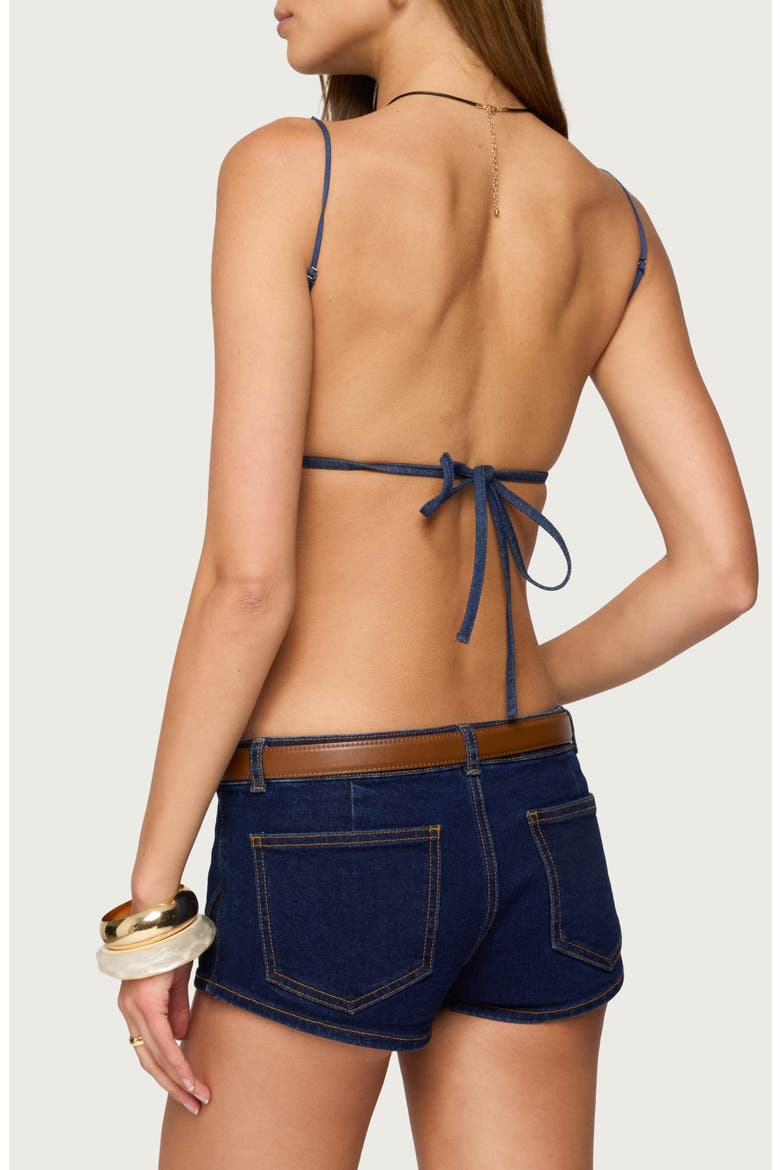 Conley Backless Denim Top, Alternate, color, DARK-BLUE