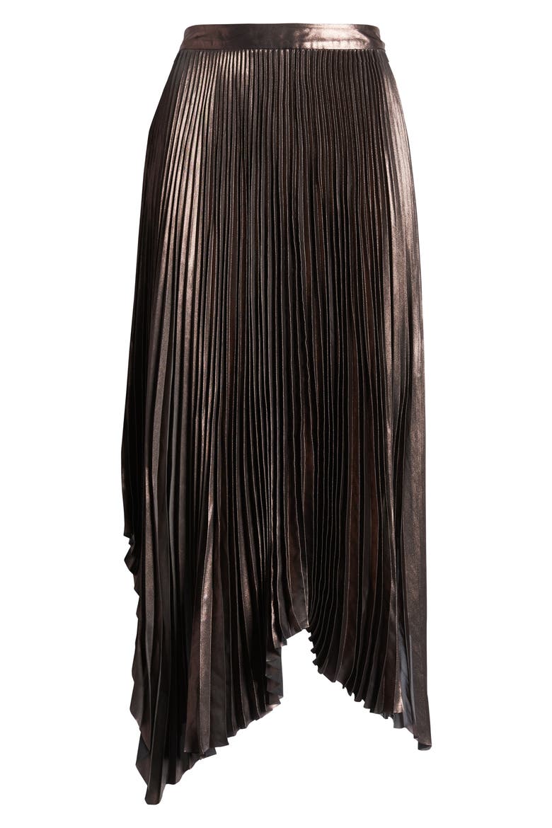 Lerina Pleated Metallic Maxi Skirt, Main, color, BLACK ROSE PINK