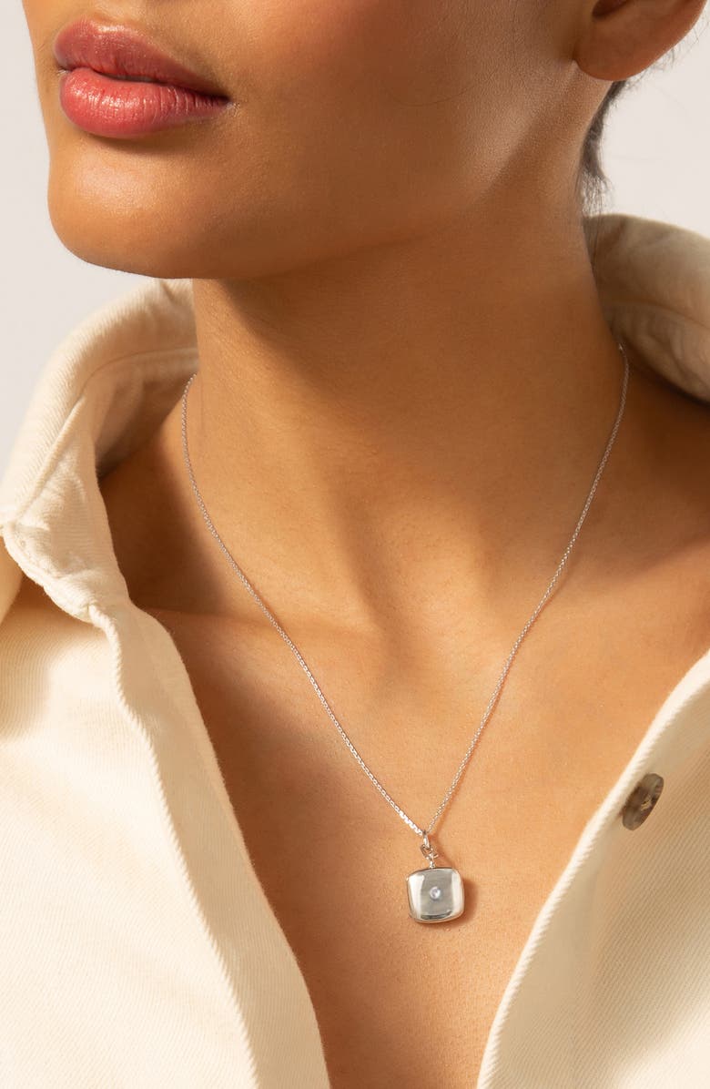 Monica Rich Kosann Viv Slim Cushion Locket Pendant Necklace, Alternate, color, Silver
