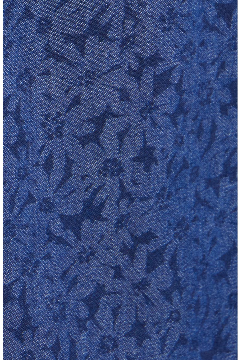 Clarkes Bay Floral Short Sleeve Cotton Button-Up Shirt, Alternate, color, DENIM