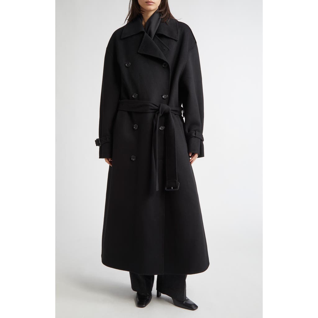 Totême Toteme Double Face Wool Trench Coat In Black