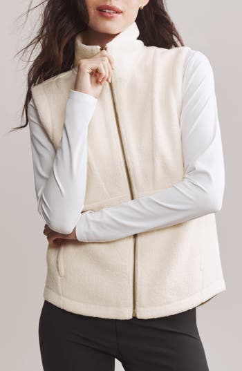 Shop Rhone Aloft Fleece Vest In Cream