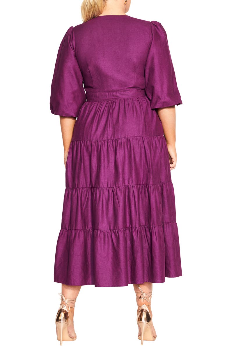 City Chic English Rose Linen & Cotton Wrap Maxi Dress, Alternate, color,